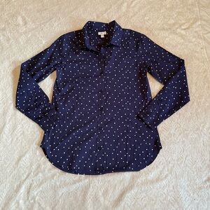 Garnet Hill long sleeve organic Pima cotton button up top